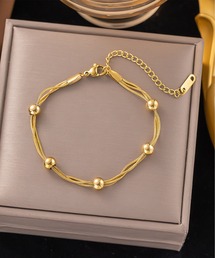 M2SUQARED（エムツースクエア）の「【M2SUQARED/エムツースクエア】ニュアンスパール×華奢チェーンブレスレット／アジャスター付き（ブレスレット）」