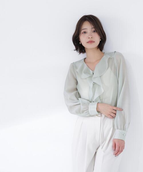 NATURAL BEAUTY BASIC（ナチュラルビューティーベーシック）の「◇フロントフリルブラウス（シャツ/ブラウス・レディース・グレー/ライトグリーン/ピンク・FREE）」の18枚目の写真