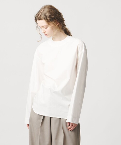 LOEFF（ロエフ）の「＜LOEFF＞フィッシュテイル シャツ（シャツ/ブラウス・レディース・ホワイト/ネイビー・FREE）」の4枚目の写真