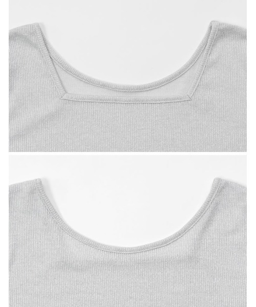 Re:EDIT(リエディ)の「前後2WAYスクエア×ボートネックラメフライスカットソー(Tシャツ/カットソー・レディース・シルバー/ブラック・MEDIUM)」の12枚目の写真