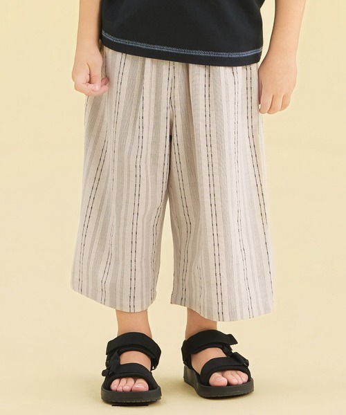 combimini(コンビミニ)の「8分丈ゆったりパンツ(ストライプ)(その他パンツ・キッズ・アイボリー・80/90/100/110/120)」の1枚目の写真