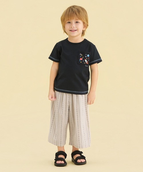 combimini(コンビミニ)の「8分丈ゆったりパンツ(ストライプ)(その他パンツ・キッズ・アイボリー・80/90/100/110/120)」の4枚目の写真