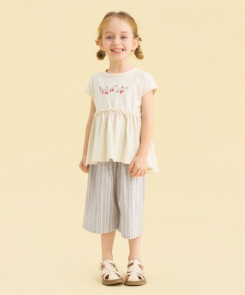 combimini(コンビミニ)の「8分丈ゆったりパンツ(ストライプ)(その他パンツ・キッズ・アイボリー・80/90/100/110/120)」の9枚目の写真