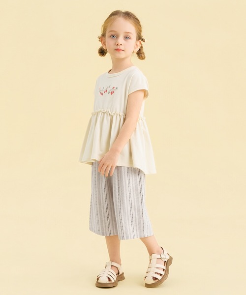 combimini(コンビミニ)の「8分丈ゆったりパンツ(ストライプ)(その他パンツ・キッズ・アイボリー・80/90/100/110/120)」の10枚目の写真