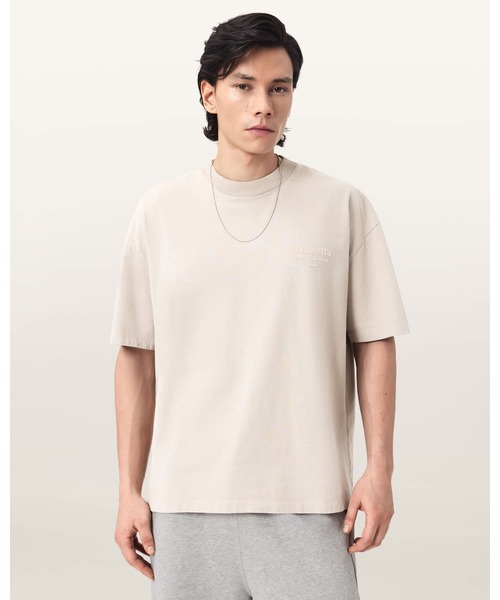 ALLSAINTS(オールセインツ)の「XANDER FLOCKED LOGO OVERSIZED T-SHIRT | XANDER フロック加工 ロゴ オーバーサイズ Tシャツ(Tシャツ/カットソー・メンズ・ホワイト系その他・L/S/M/XS/XL)」の1枚目の写真