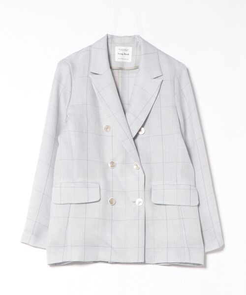 Scrap Book（スクラップブック）の「【Scrap Book】チェックメッシュダブルジャケット（テーラードジャケット・レディース・ブラウン/グレー・FREE）」の2枚目の写真