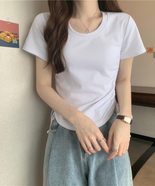 roomy(ルーミー)の「サイドドロストリングTシャツ(Tシャツ/カットソー・レディース・グレー/オフホワイト/ブラック・FREE)」の5枚目の写真