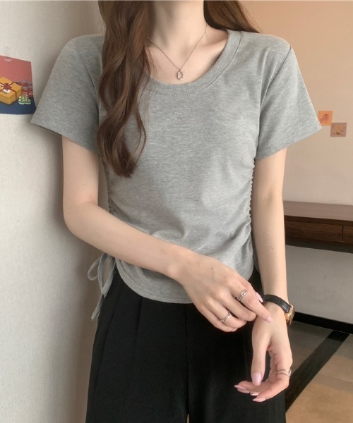 roomy(ルーミー)の「サイドドロストリングTシャツ(Tシャツ/カットソー・レディース・グレー/オフホワイト/ブラック・FREE)」の11枚目の写真