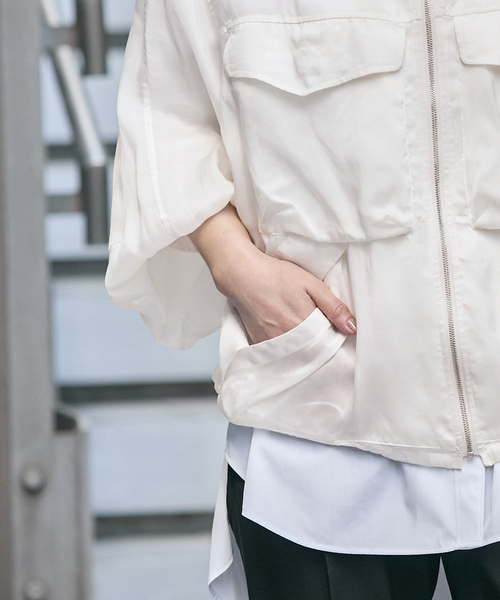 JOURNAL STANDARD（ジャーナルスタンダード）の「ドレープライトパーカー（その他アウター・レディース・ベージュ/ホワイト・FREE）」の6枚目の写真