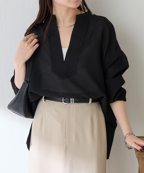 COLLAGE GALLARDAGALANTE（コラージュガリャルダガランテ）の「ヴィンテージメッシュスキッパーシャツ/WEB限定カラー展開（シャツ/ブラウス・レディース・オフホワイト/ベージュ/ブラック・FREE）」の2枚目の写真