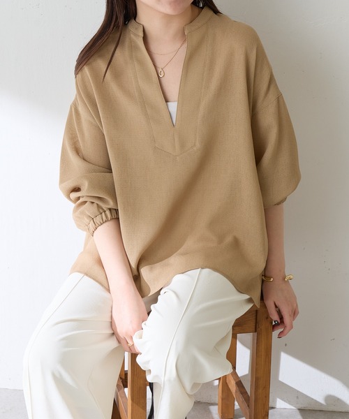 COLLAGE GALLARDAGALANTE（コラージュガリャルダガランテ）の「ヴィンテージメッシュスキッパーシャツ/WEB限定カラー展開（シャツ/ブラウス・レディース・オフホワイト/ベージュ/ブラック・FREE）」の6枚目の写真