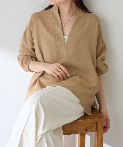 COLLAGE GALLARDAGALANTE（コラージュガリャルダガランテ）の「ヴィンテージメッシュスキッパーシャツ/WEB限定カラー展開（シャツ/ブラウス・レディース・オフホワイト/ベージュ/ブラック・FREE）」の7枚目の写真