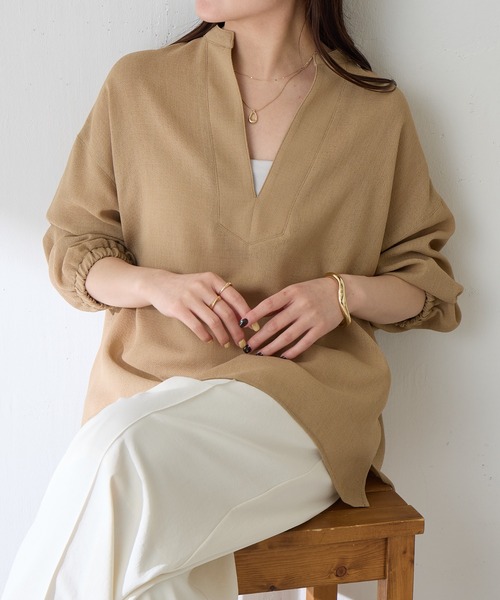 COLLAGE GALLARDAGALANTE（コラージュガリャルダガランテ）の「ヴィンテージメッシュスキッパーシャツ/WEB限定カラー展開（シャツ/ブラウス・レディース・オフホワイト/ベージュ/ブラック・FREE）」の8枚目の写真