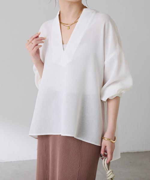 COLLAGE GALLARDAGALANTE（コラージュガリャルダガランテ）の「ヴィンテージメッシュスキッパーシャツ/WEB限定カラー展開（シャツ/ブラウス・レディース・オフホワイト/ベージュ/ブラック・FREE）」の5枚目の写真