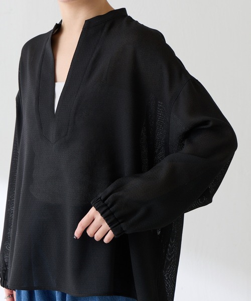 COLLAGE GALLARDAGALANTE（コラージュガリャルダガランテ）の「ヴィンテージメッシュスキッパーシャツ/WEB限定カラー展開（シャツ/ブラウス・レディース・オフホワイト/ベージュ/ブラック・FREE）」の12枚目の写真