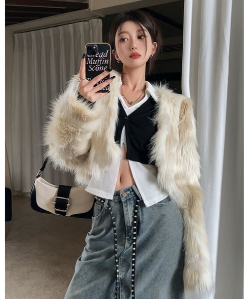 inst.ALL(インストール)の「レイヤード風バイカラー短丈トップス(Tシャツ/カットソー・レディース・ブラック・M)」の10枚目の写真