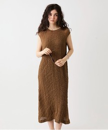 【M/L】シャーリングニットスリーブレスワンピース