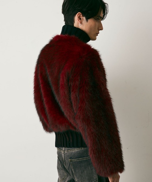 Shoowtime(ショウタイム)の「Fur Design Heavy Knit Sweater / ファーデザインヘビーニットセーター(ニット/セーター・メンズ・レッド系/ブラック系・MEDIUM/LARGE/X-LARGE)」の7枚目の写真