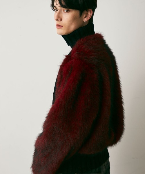 Shoowtime(ショウタイム)の「Fur Design Heavy Knit Sweater / ファーデザインヘビーニットセーター(ニット/セーター・メンズ・レッド系/ブラック系・MEDIUM/LARGE/X-LARGE)」の9枚目の写真