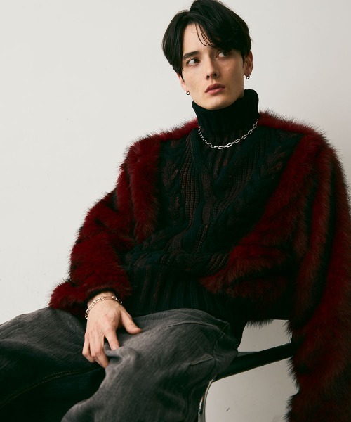 Shoowtime(ショウタイム)の「Fur Design Heavy Knit Sweater / ファーデザインヘビーニットセーター(ニット/セーター・メンズ・レッド系/ブラック系・MEDIUM/LARGE/X-LARGE)」の14枚目の写真