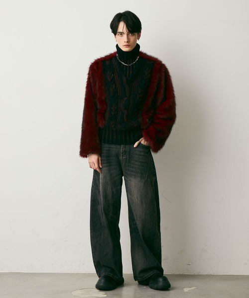 Shoowtime(ショウタイム)の「Fur Design Heavy Knit Sweater / ファーデザインヘビーニットセーター(ニット/セーター・メンズ・レッド系/ブラック系・MEDIUM/LARGE/X-LARGE)」の16枚目の写真