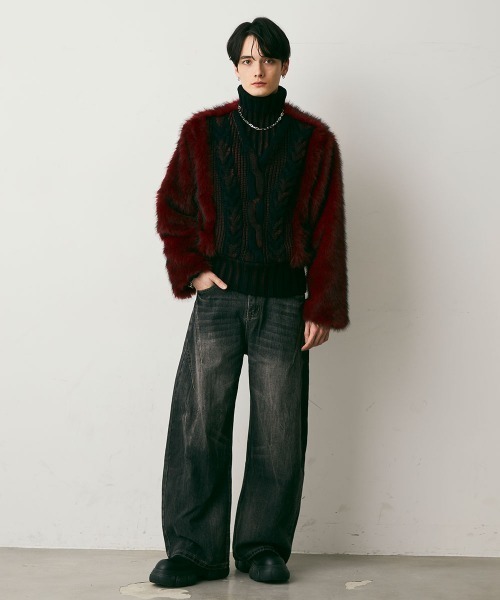 Shoowtime(ショウタイム)の「Fur Design Heavy Knit Sweater / ファーデザインヘビーニットセーター(ニット/セーター・メンズ・レッド系/ブラック系・MEDIUM/LARGE/X-LARGE)」の17枚目の写真