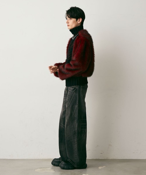 Shoowtime(ショウタイム)の「Fur Design Heavy Knit Sweater / ファーデザインヘビーニットセーター(ニット/セーター・メンズ・レッド系/ブラック系・MEDIUM/LARGE/X-LARGE)」の19枚目の写真