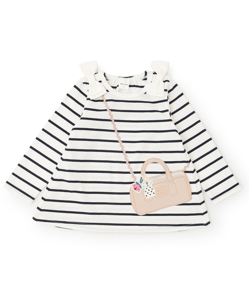 petit main(プティマイン)の「ミニバッグ長袖Tシャツ(Tシャツ/カットソー・キッズ・ネイビー/アイボリー/ライトピンク・90cm/100cm/110cm/130cm/80cm/120cm)」の8枚目の写真