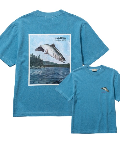 L.L.Bean(エルエルビーン)の「【JAPAN EDITION】ビーンズ 1980 ショートスリーブ・カタログ・トラウト・ティ(Tシャツ/カットソー・レディース・ブルーグリーン/ライトグレー/パープル/ネイビー・MEDIUM)」の1枚目の写真