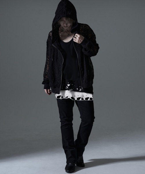 RUDOL(ルドル)の「『RUDOL/ルドル』花柄レースダブルジップパーカー 長袖(パーカー・メンズ・ブラック・L/M)」の10枚目の写真