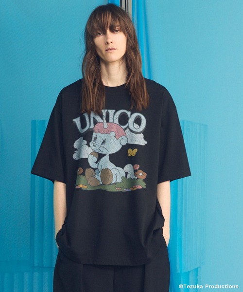 MAISON SPECIAL（メゾンスペシャル）の「《UNISEX》【TEZUKA CHARACTERS for MAISON SPECIAL】- UNICO - Prime-Over Crew Neck Graphic T-Shirt/- ユニコ - プライムオーバークルーネックグラフィックTシャツ【MAISON SPECIAL/メゾンスペシャル】（Tシャツ/カットソー・メンズ・ホワイト/ブラック・0/2/1）」の2枚目の写真