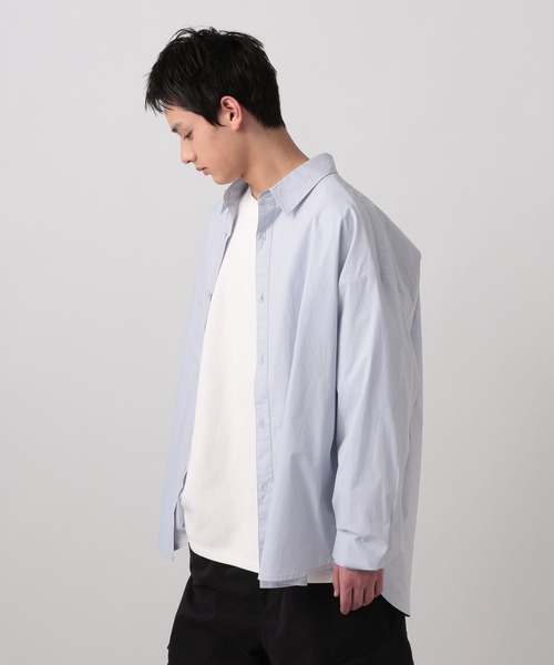 BAYFLOW(ベイフロー)の「【WEB限定】ベーシックルーズカラーシャツ / オーバーサイズ / レギュラーシャツ(シャツ/ブラウス・メンズ・チャコールグレー/ブルー/グレイッシュベージュ/ホワイト/ストライプ・SMALL/MEDIUM/LARGE)」の19枚目の写真