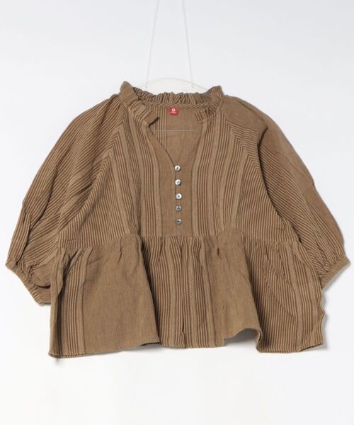 チャイハネ（チャイハネ）の「【チャイハネ】南インド綿ナナミィパフスリーブトップス（その他トップス・レディース・ネイビー/ベージュ/ブラウン・FREE）」の2枚目の写真