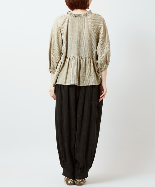 チャイハネ（チャイハネ）の「【チャイハネ】南インド綿ナナミィパフスリーブトップス（その他トップス・レディース・ネイビー/ベージュ/ブラウン・FREE）」の6枚目の写真