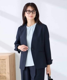 a.v.v（アーヴェヴェ）の「【洗える UVカット】リネンライクストレッチノーカラージャケット（ノーカラージャケット）」