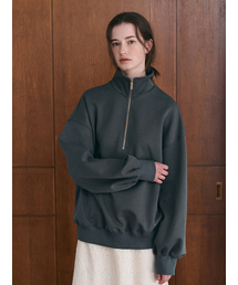 BELLY highneck half zip-up sweatshirt_CHARCOAL