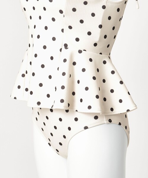 green label relaxing（グリーンレーベルリラクシング）の「ハイネックWリボンフレア&ショーツ ドット柄 オフホワイト スイムウェア / 水着（水着・レディース・オフホワイト・FREE）」の8枚目の写真