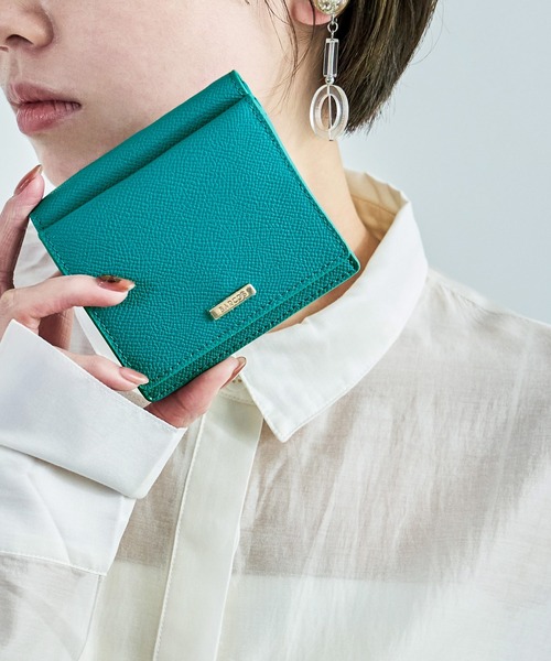 Fashion Letter（ファッションレター）の「サフィアノ調レザー 2つ折ミニウォレット（財布・レディース・ブルー/ブルーグリーン/ブラック/カーキ/グレイッシュベージュ/サーモンピンク・FREE）」の6枚目の写真