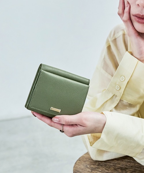 Fashion Letter（ファッションレター）の「サフィアノ調レザー 2つ折ミニウォレット（財布・レディース・ブルー/ブルーグリーン/ブラック/カーキ/グレイッシュベージュ/サーモンピンク・FREE）」の4枚目の写真