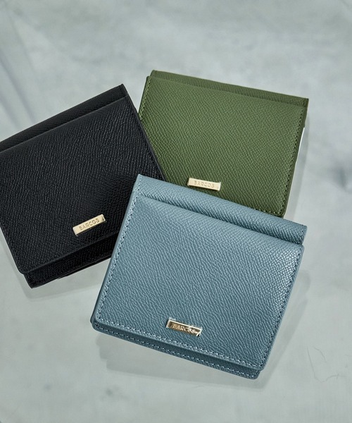 Fashion Letter（ファッションレター）の「サフィアノ調レザー 2つ折ミニウォレット（財布・レディース・ブルー/ブルーグリーン/ブラック/カーキ/グレイッシュベージュ/サーモンピンク・FREE）」の5枚目の写真