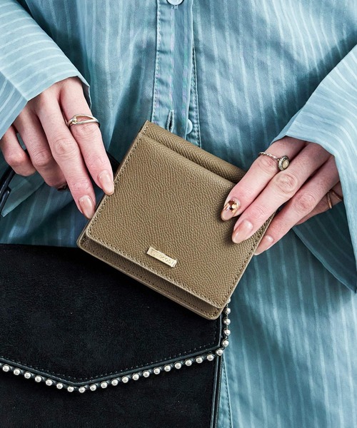 Fashion Letter（ファッションレター）の「サフィアノ調レザー 2つ折ミニウォレット（財布・レディース・ブルー/ブルーグリーン/ブラック/カーキ/グレイッシュベージュ/サーモンピンク・FREE）」の22枚目の写真