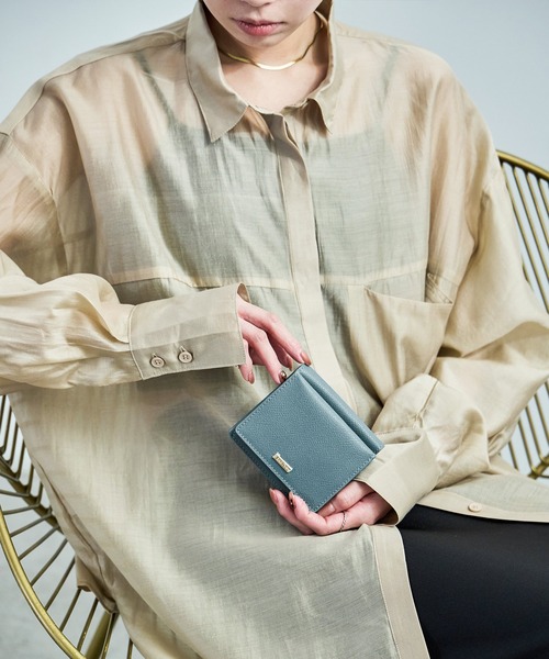 Fashion Letter（ファッションレター）の「サフィアノ調レザー 2つ折ミニウォレット（財布・レディース・ブルー/ブルーグリーン/ブラック/カーキ/グレイッシュベージュ/サーモンピンク・FREE）」の15枚目の写真