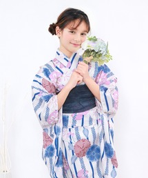 KYOETSU（キョウエツ）の「簡単着付け ワンピース 浴衣 女の子 3点セット( ワンピース浴衣 + 帯 + 下駄 )（浴衣）」