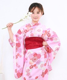 KYOETSU（キョウエツ）の「簡単着付け ワンピース 浴衣 女の子 3点セット( ワンピース浴衣 + 帯 + 下駄 )（浴衣）」