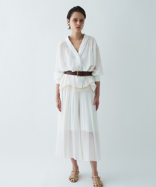 cloenc（クロエンス）の「【セットアップ／手洗い可】スキッパーシアーブラウス（シャツ/ブラウス・レディース・サックスブルー/ブラック/ホワイト・02）」の10枚目の写真