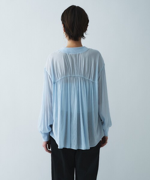 cloenc（クロエンス）の「【セットアップ／手洗い可】スキッパーシアーブラウス（シャツ/ブラウス・レディース・サックスブルー/ブラック/ホワイト・02）」の18枚目の写真