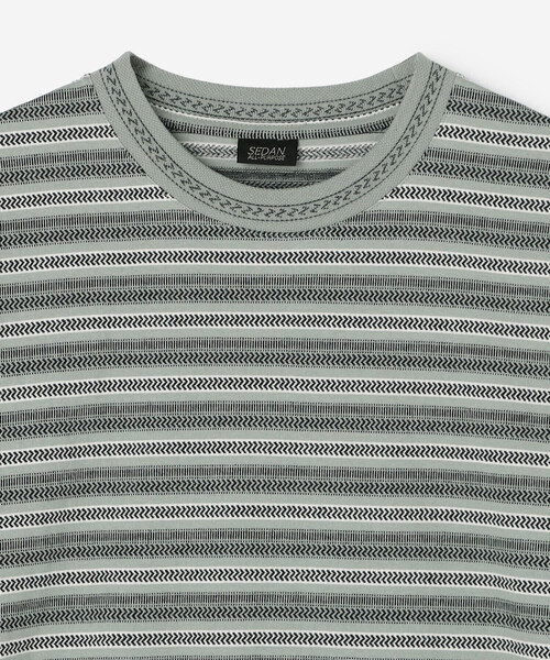 SEDAN ALL-PURPOSE(セダンオールパーパス)の「SEDAN ALL-PURPOSE | ジャガードストライプ 半袖Tシャツ MEN(Tシャツ/カットソー・メンズ・グレー系その他/グレー系その他2・L/XL)」の6枚目の写真