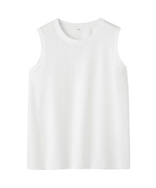 無印良品(ムジルシリョウヒン)の「婦人 UVカット吸汗速乾スリーブレスTシャツ(Tシャツ/カットソー・レディース・サンドベージュ/オフホワイト/ライトブルー/ブラック・S/M/L/XL)」の9枚目の写真