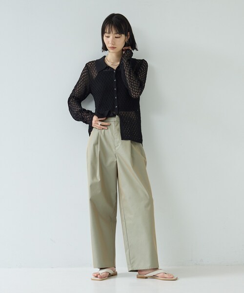 GALLEST（ギャレスト）の「リネンライククロシェポロニット（ニット/セーター・レディース・ブラック/ピンク/オフホワイト・38）」の22枚目の写真