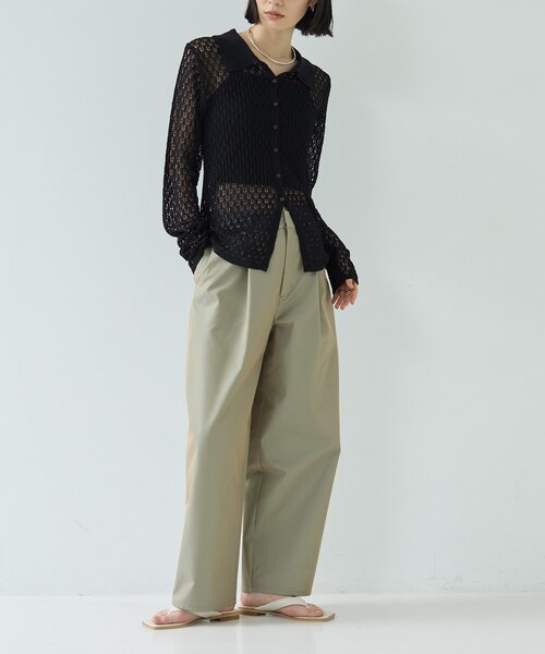 GALLEST（ギャレスト）の「リネンライククロシェポロニット（ニット/セーター・レディース・ブラック/ピンク/オフホワイト・38）」の11枚目の写真